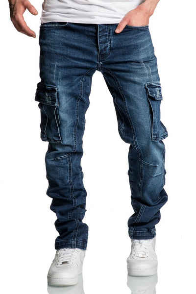 Amaci&Sons Straight-Jeans CARY Jeans Regular Slim Herren Regular Fit Cargo Denim Jeans Hose