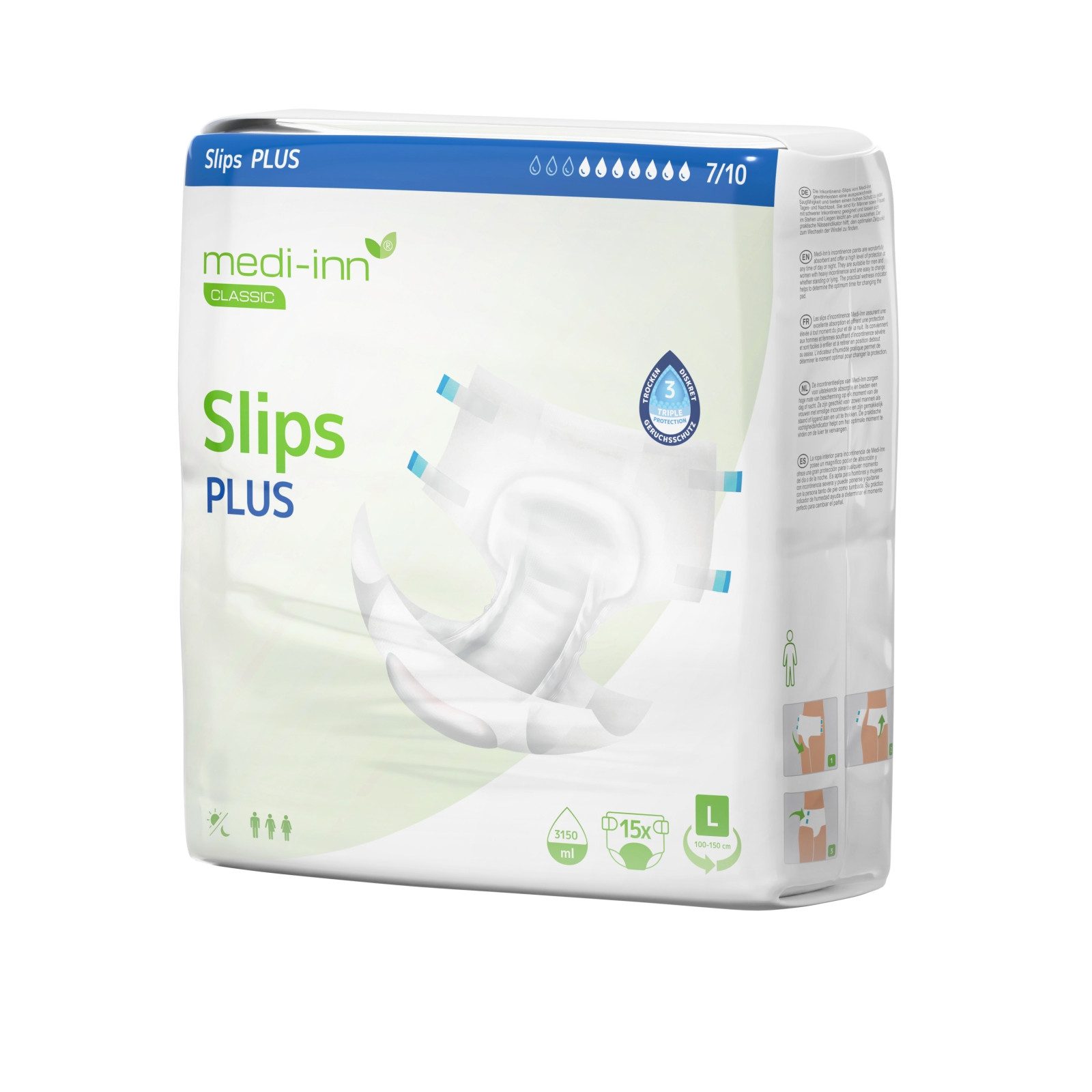 Inkontinenzslip Inkontinenz-Slips PLUS, 7 Tropfen, Unisex-Passform, weiß