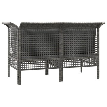 vidaXL Garten-Essgruppe Garten-Ecksofas mit Kissen 2 Stk Grau Polyrattan