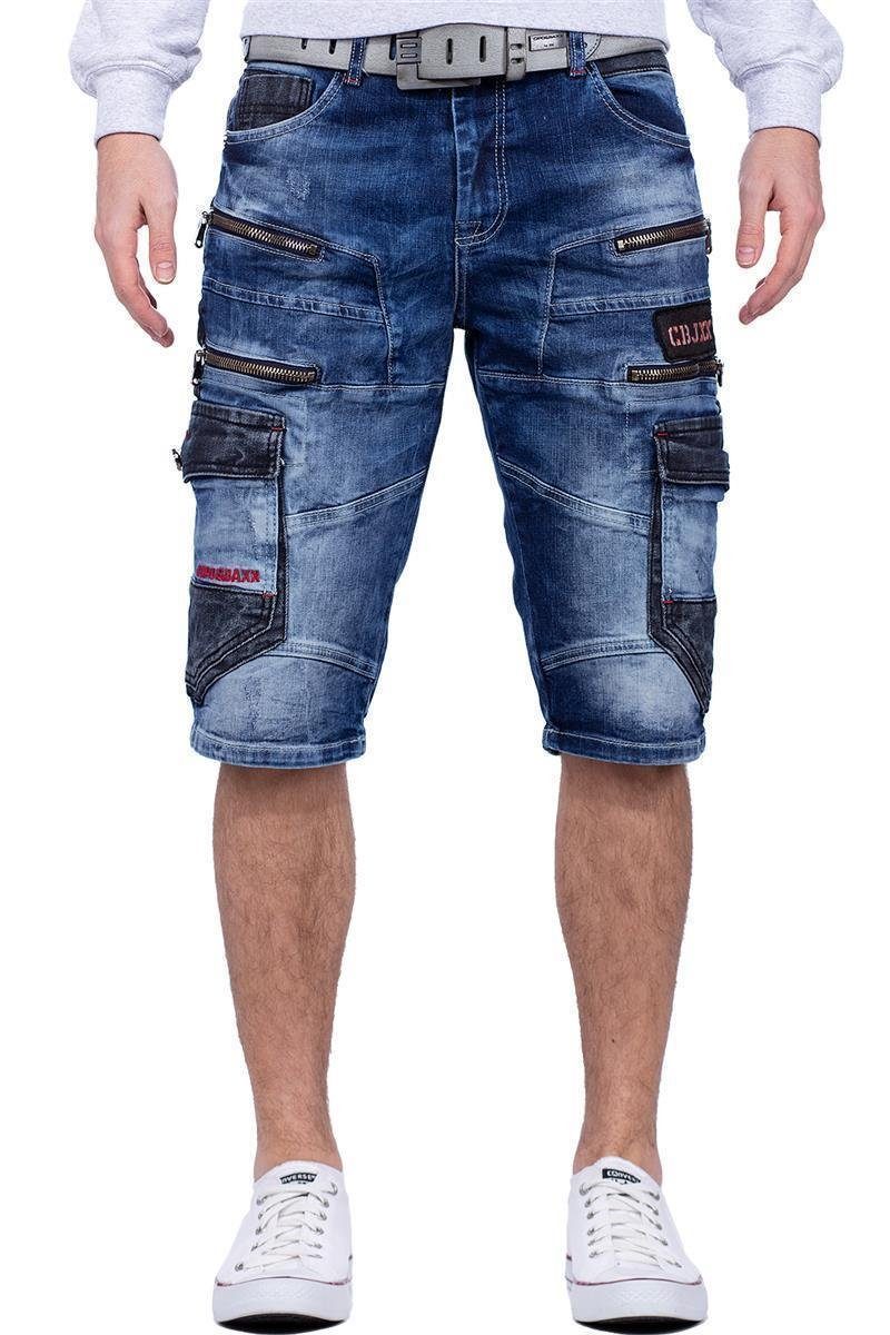 Cipo & Baxx Jeansshorts Herren Shorts BA-CK234 (1-tlg) Cargo Style mit Zippern