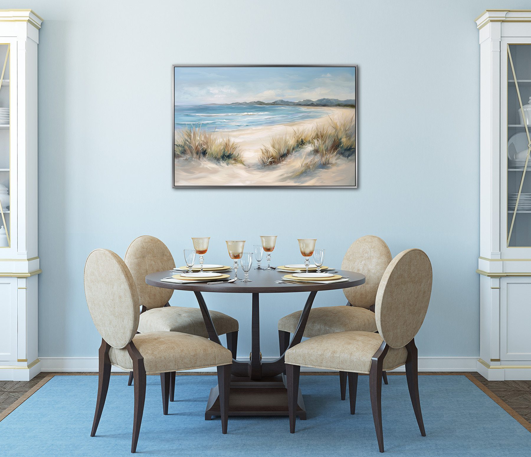 Bönninghoff Ölgemälde handarbeit gerahmt STRAND 60x90 cm – Wandbild modern, Küste, Meer, Strand, handgefertigt, jedes Bild ein Unikat, Schattenfugenrahmen – Bild 4 von 5
