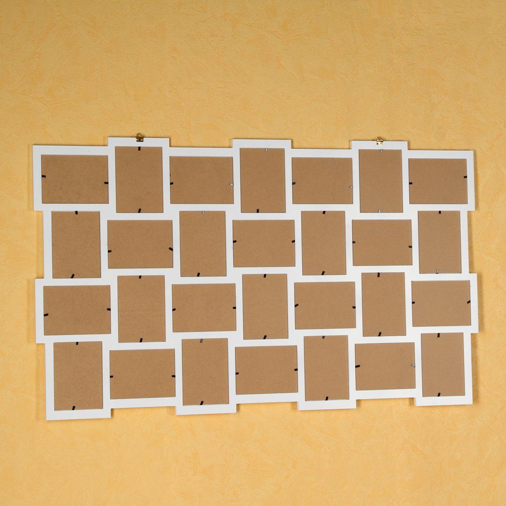 Mucola Bilderrahmen Collage 28 Bildergalerie Rahmen für Bilderrahmen Collage Fotorahmen Fotos Holz Weiß, 28 Bilder (Stück) 10x15cm