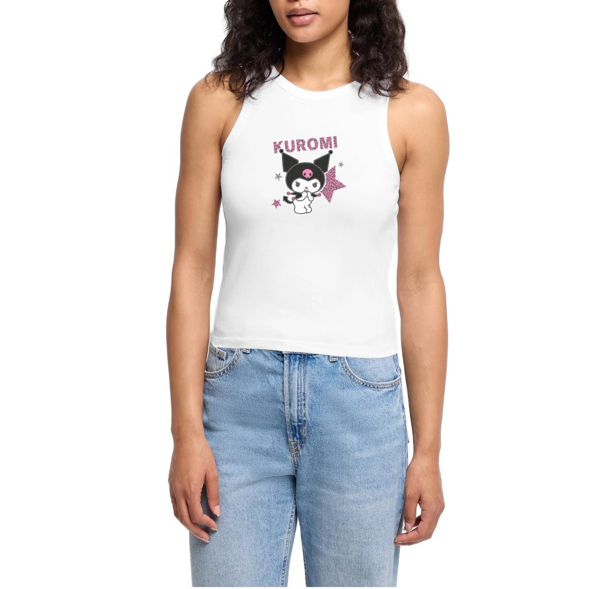 T-Shirt Kuromi Mit Schriftzug Leo Stil Cropped Frauen Organic Tank Top