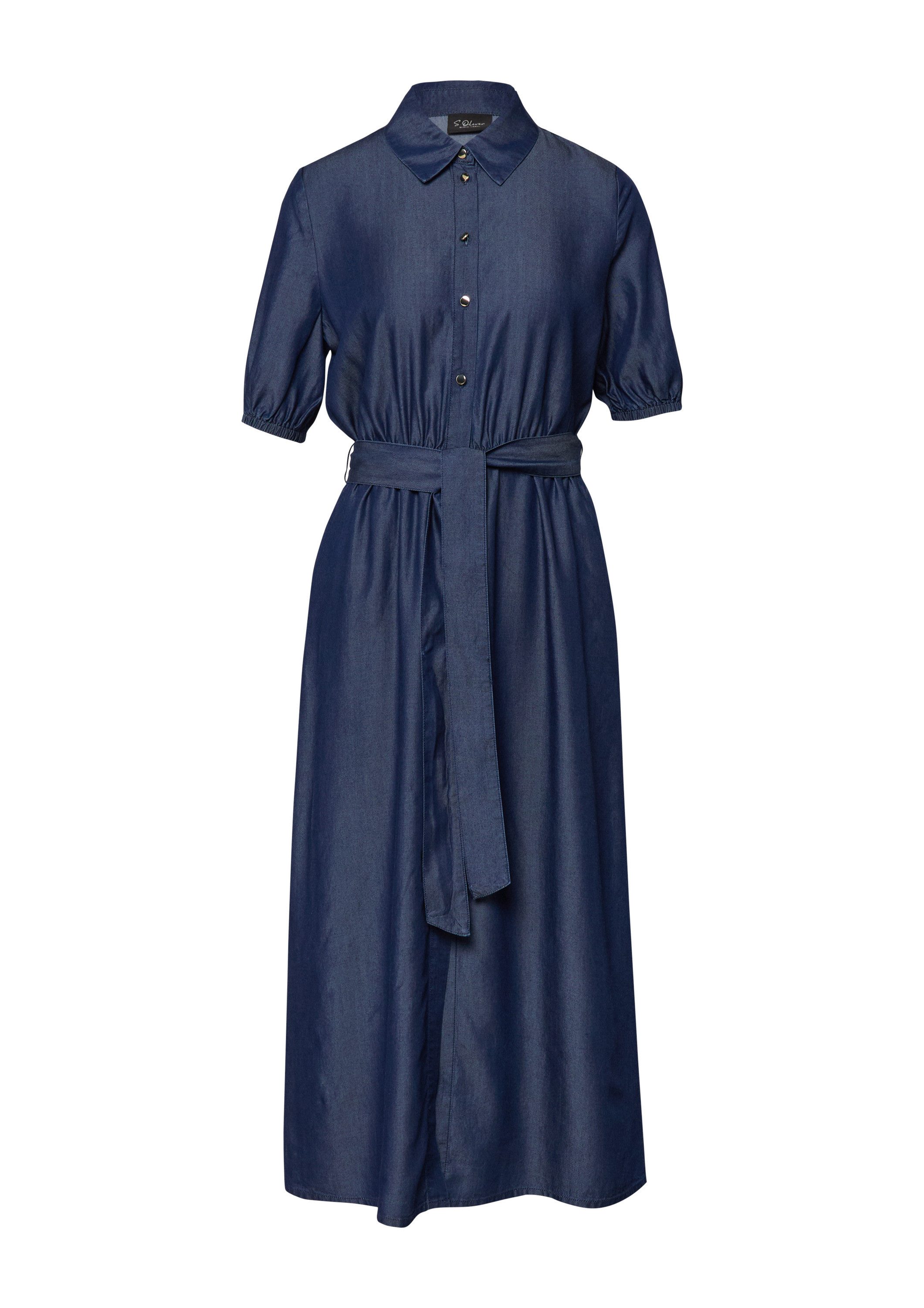 s.Oliver Midikleid Kleid Midi-Hemdblusenkleid aus Lyocell mit Bindegürtel