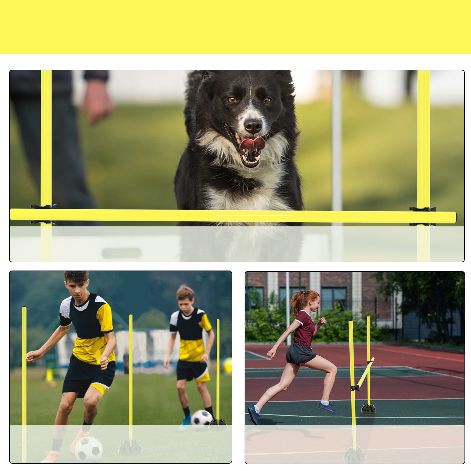 FIVMEN Trainingshilfe Agility Hürdenset Slalomstangen-Set Sprungstangen Höhenverstellbar, für Hürdenparcours Sprungtraining, Trainingsstangen für Konditionelles