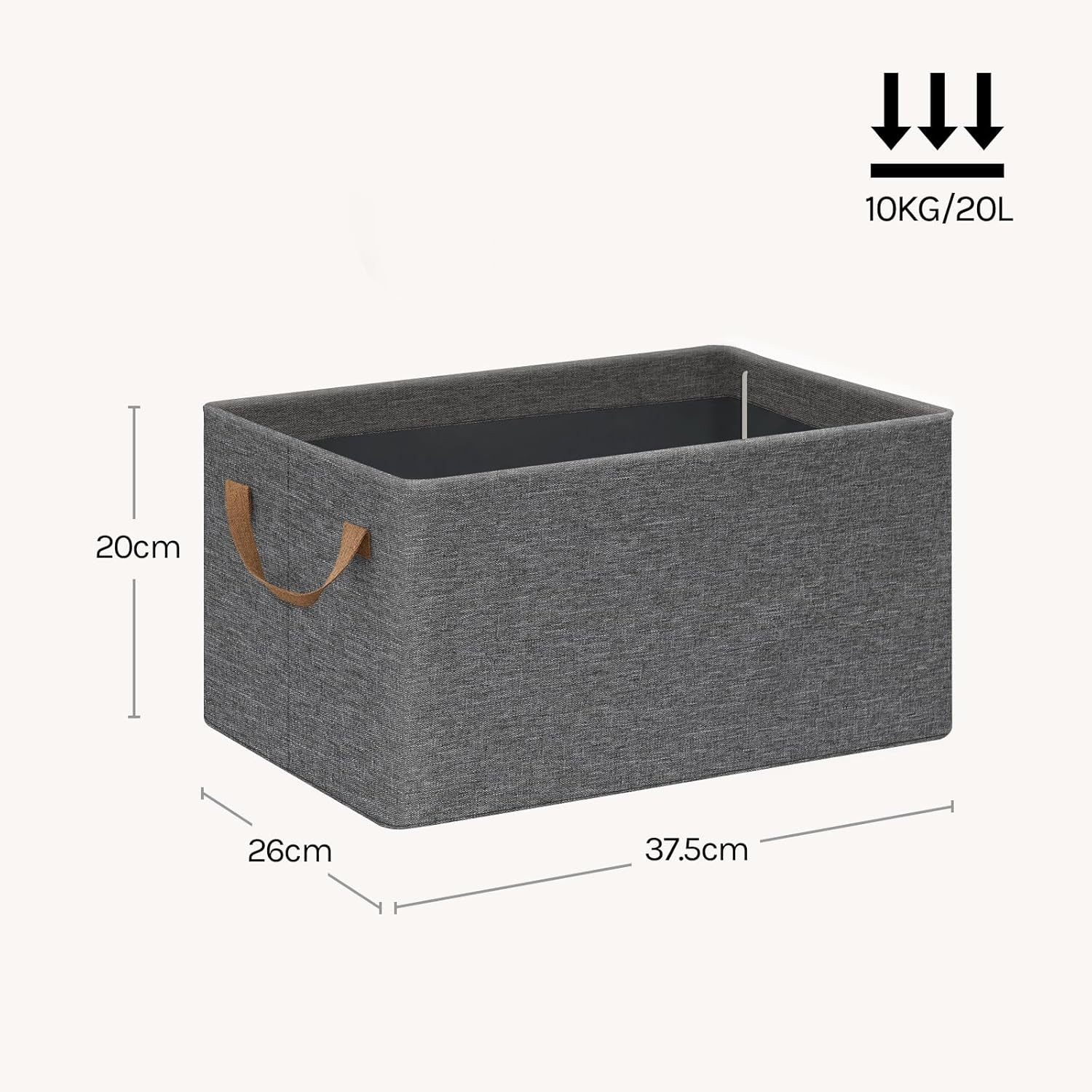 Woltu Aufbewahrungsbox (3 St), Aufbewahrungswürfel Stoff, mit Griffen, faltbar, Grau