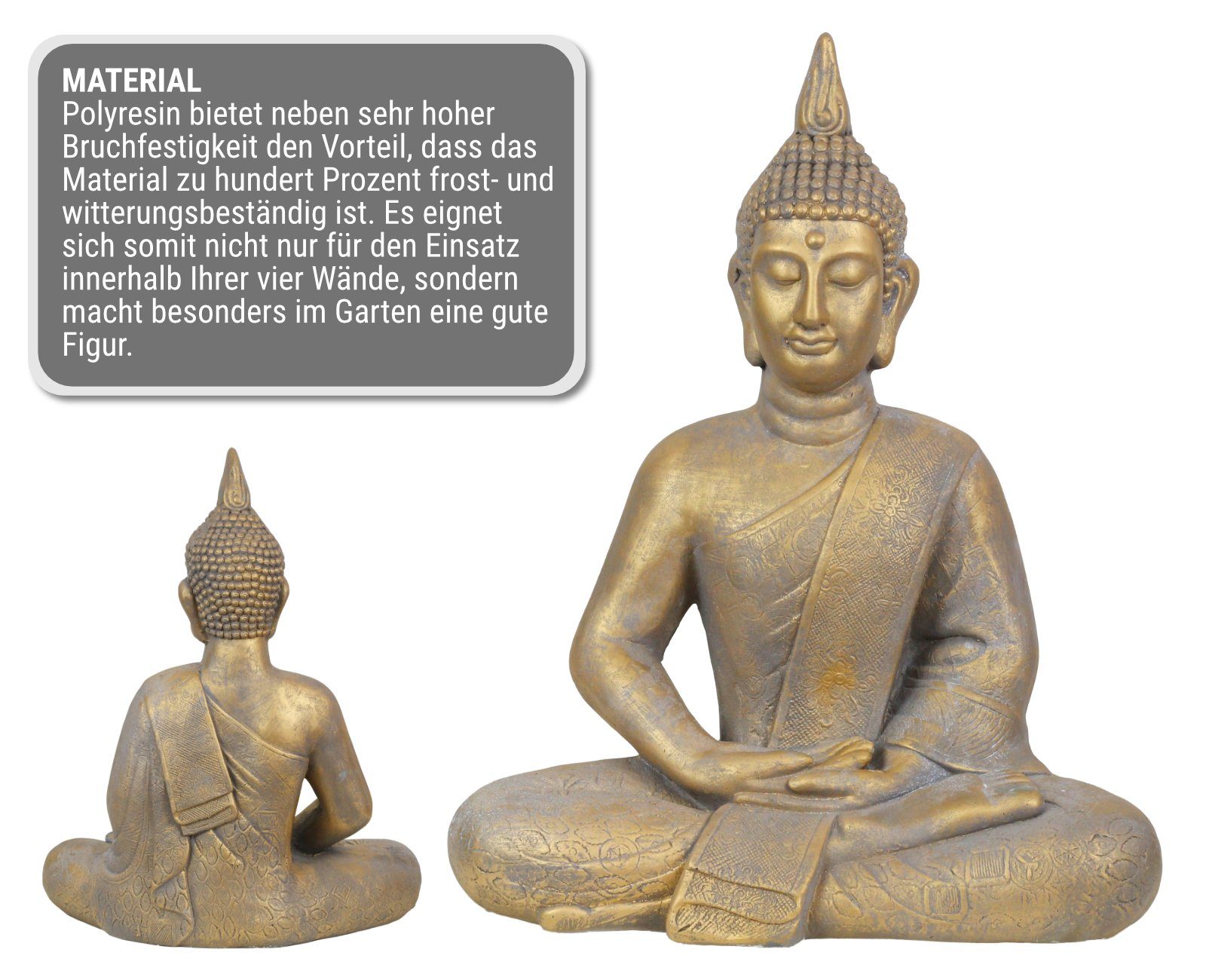 HAGO Buddhafigur Buddha Statue Indien Figur Skulptur Deko Asien Feng Bronze Meditation Yoga