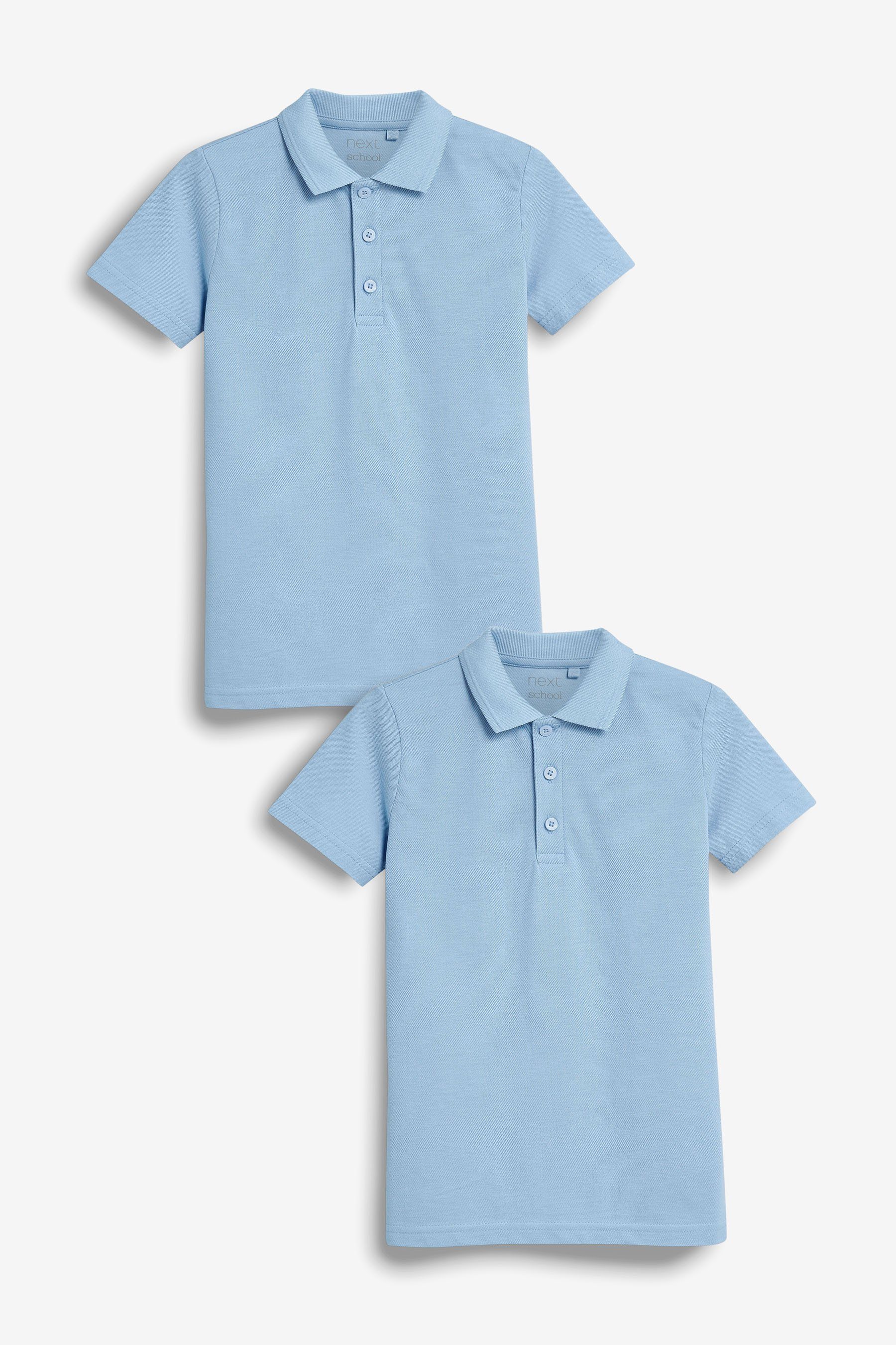 Next Poloshirt Schul-Poloshirts aus Baumwolle im 2er-Pack (2-tlg) Blue