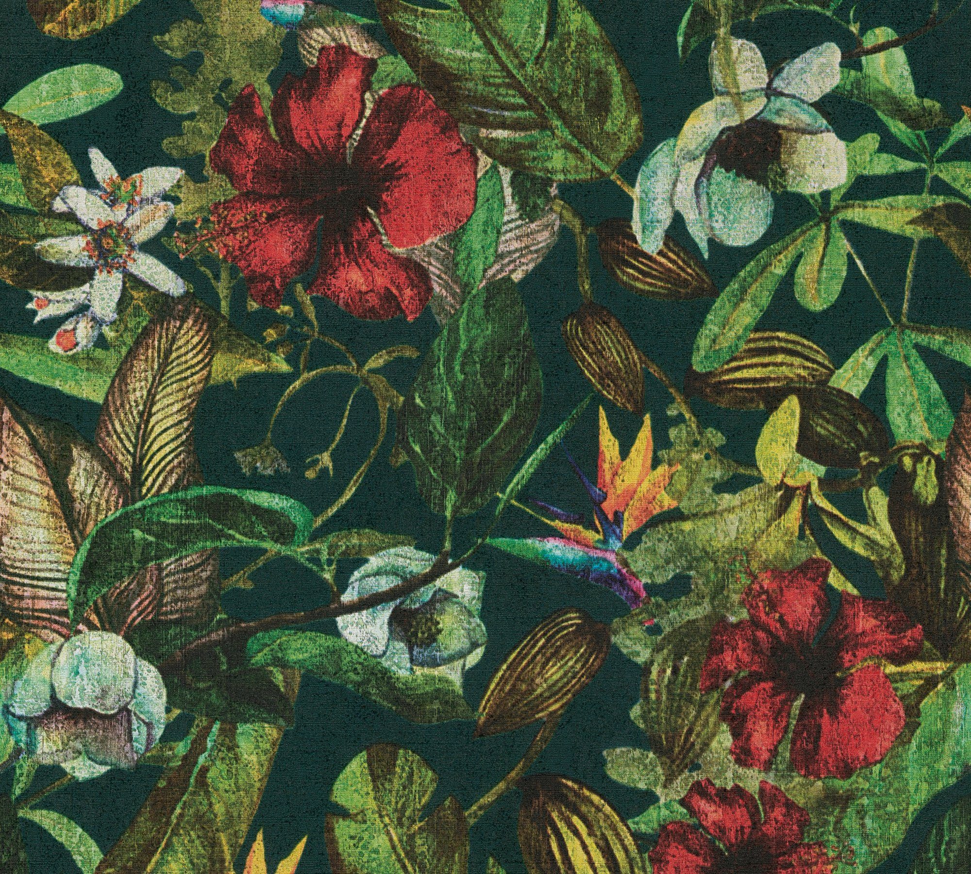 A.S. Création Vliestapete Greenery mit Blätter Motiv, floral, Tapete Blumen bunt/grün | Vliestapeten