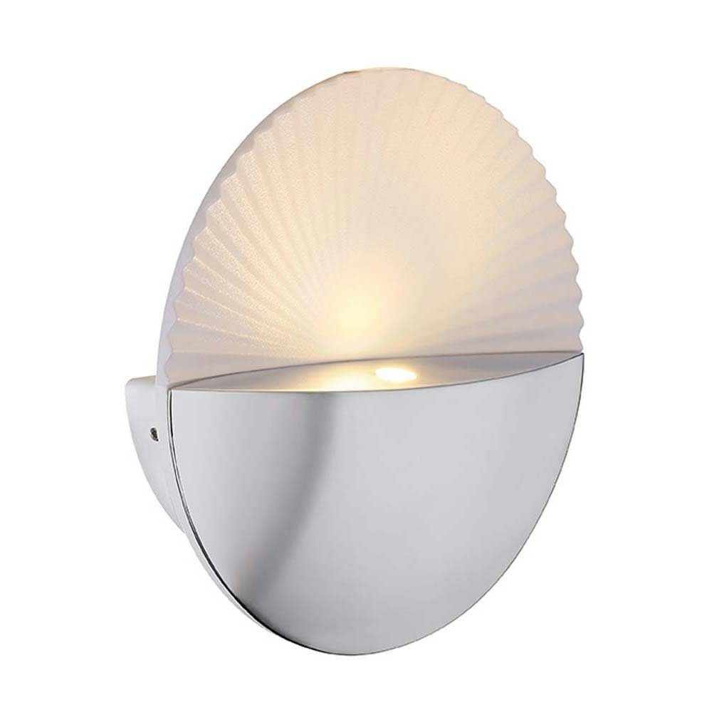 etc-shop LED Wandleuchte, LED-Leuchtmittel fest verbaut, Warmweiß, LED Wand Spot Lampe Metall Leuchte Chrom Rund Muschel Schlaf Zimmer