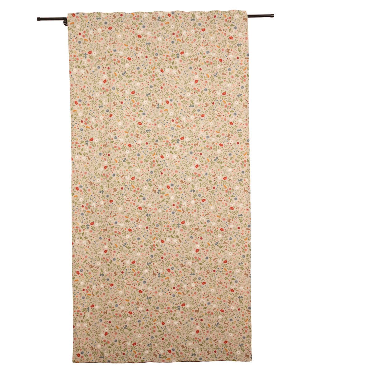 SCHÖNER LEBEN. Vorhang Gardine Leinenlook Floral Animal Garden natur bunt Smokband 245x130cm, Smokband, blickdicht, Baumwolle, made in Germany,handmade,vorgewaschen,pflegeleicht