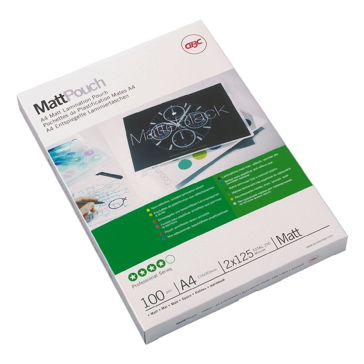 GBC Laminierfolie Matt Pouch, A3, 125 µm, 100 St., A3 125 mic matt