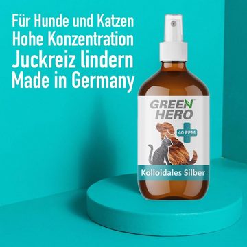 GreenHero Fellpflege Kolloidales Silber Spray 40 PPM für Hunde & Katzen, 250 ml, Pflegendes Wundspray und Mittel gegen Juckreiz