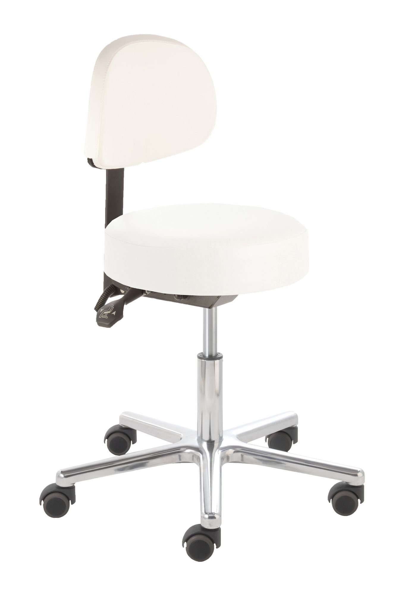 Arbeitshocker Rollhocker puffi®-swing 4350, Sitzhöhe ca. 45 -58 cm, mit Rückenteil