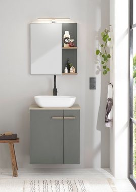Places of Style Badmöbel-Set SOLiD, (2-St), Breite 60 cm, Waschtisch mit Aufsatzwaschbecken, Spiegel mit LED