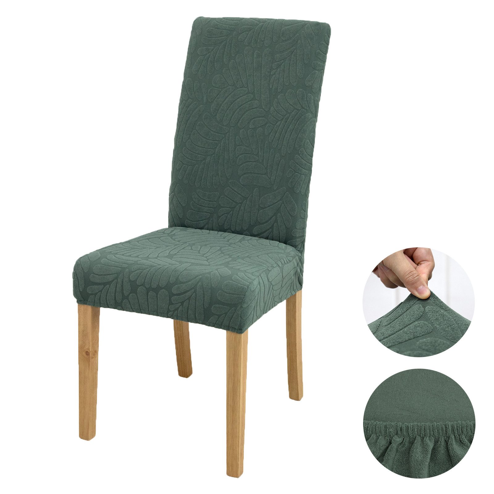 BTTO Sitzflächenhusse 1/6/8 er-Set Stuhlhussen Großer Blatt-Jacquard Stuhlb günstig online kaufen