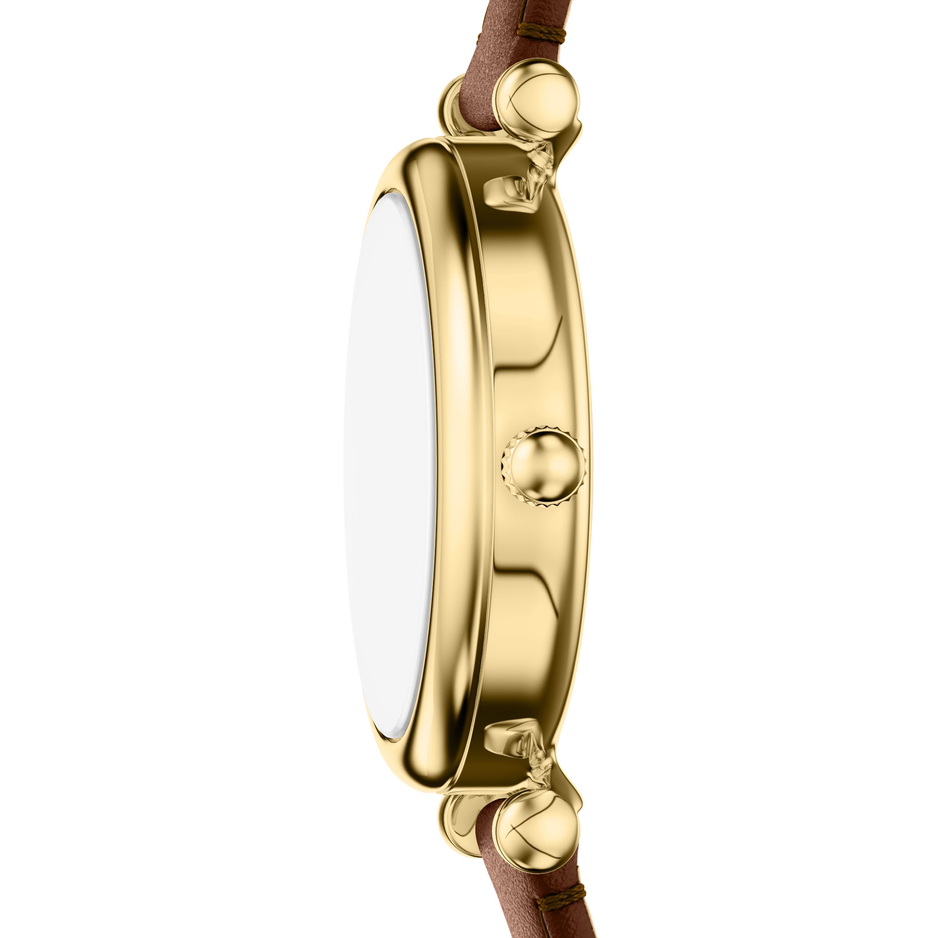 Fossil Quarzuhr Carlie ES5464, Armbanduhr, Damenuhr, Lederarmband, analog