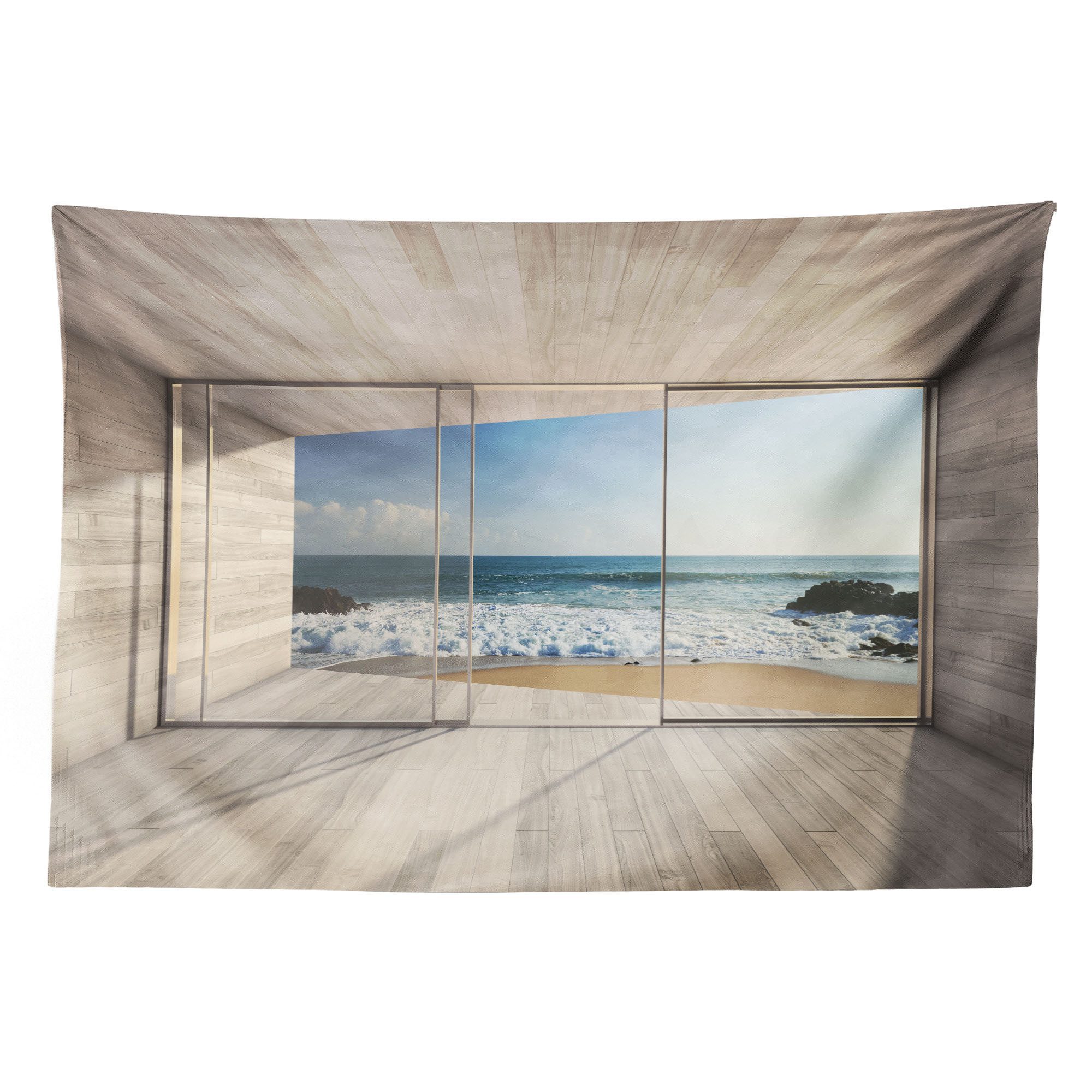 Abakuhaus Wandteppich Wohnzimmer Schlafzimmer Wandtuch Seidiges Satin Wandteppich, rechteckig, Ozean Mit Blick auf Meer Wellen Rock