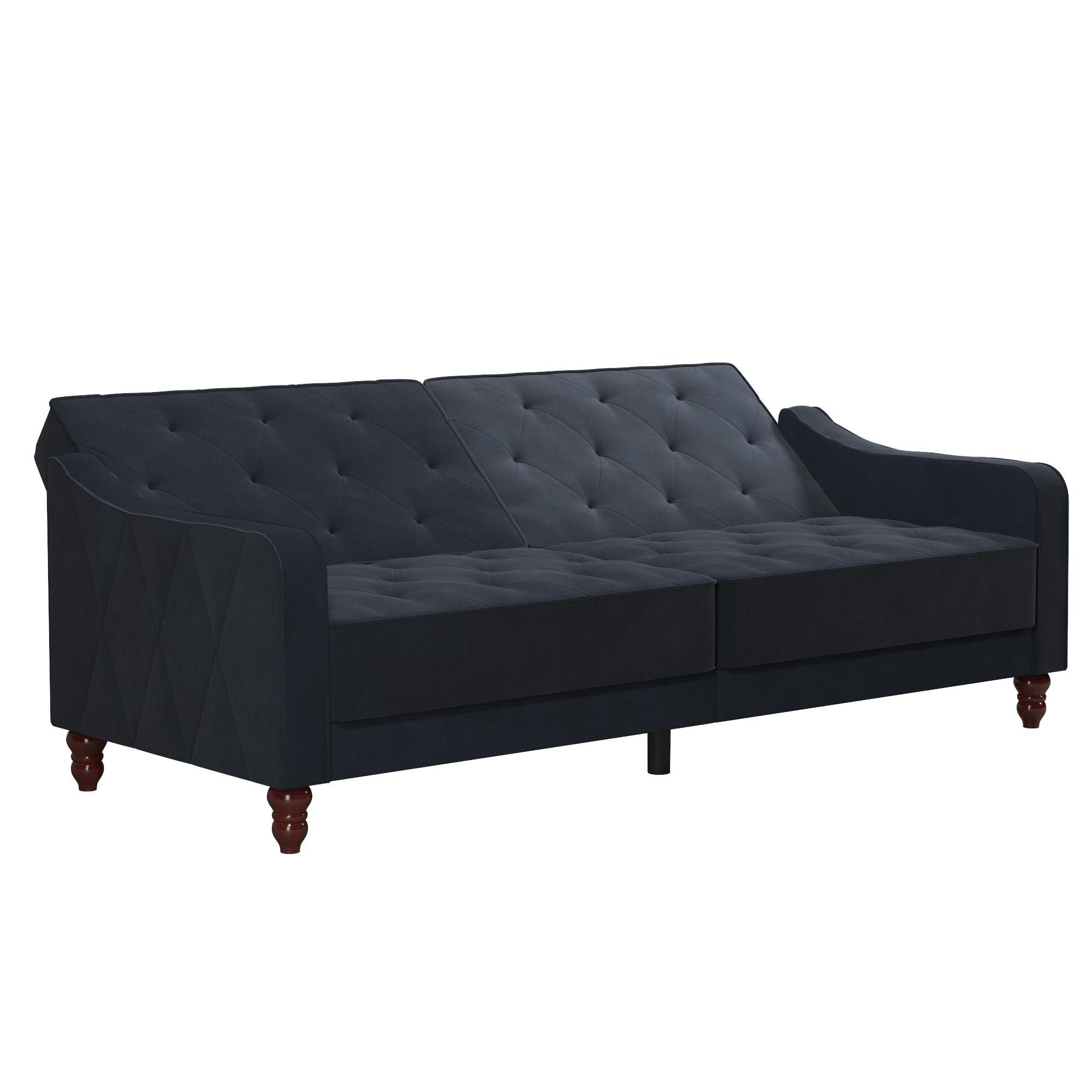 in Diamant-Steppung, cm Schlafsofa loft24 blau 207 Breite Vintage, Samtoptik, Bezug