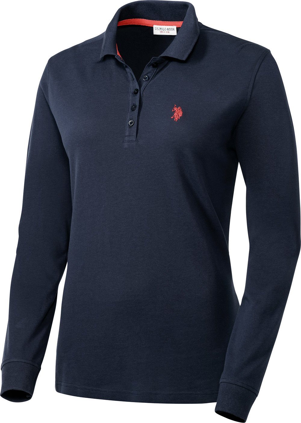 U.S. Polo Assn. Langarm-Poloshirt Leicht verlängertes Rückenteil