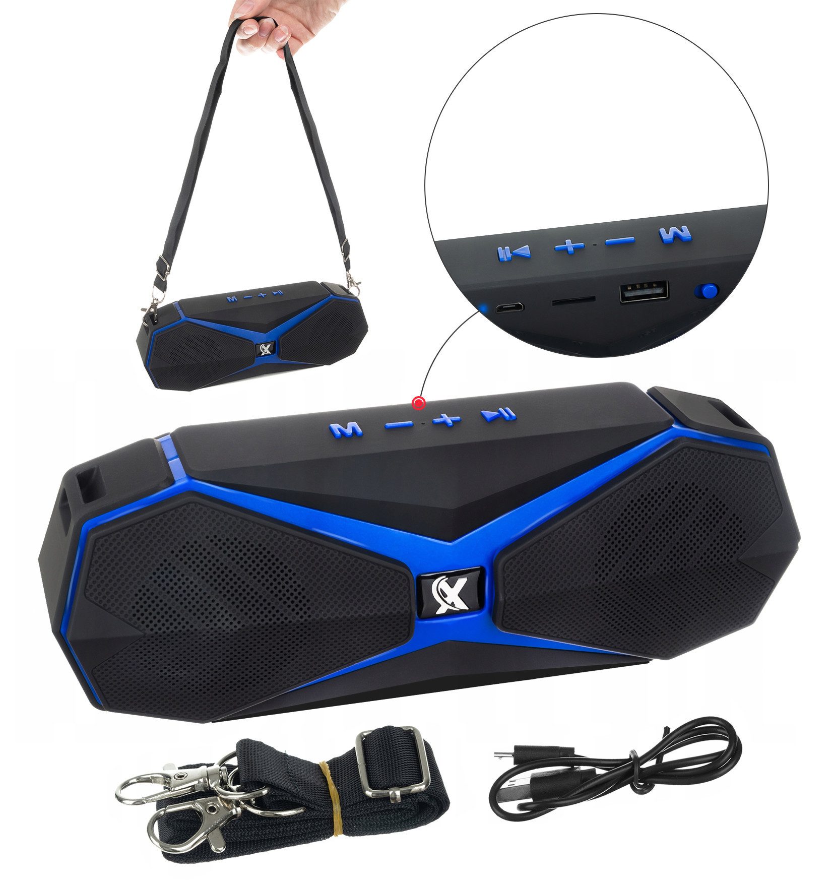 IZOXIS Tragbarer Lautsprecher mit vielseitigem Gurt für optimalen Soundgenuss Bluetooth-Lautsprecher (kompaktes design)