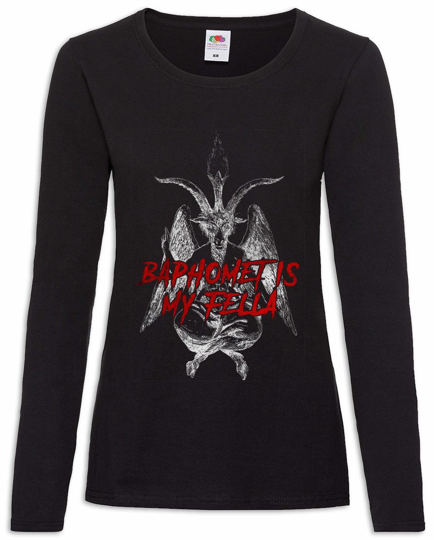 Urban Backwoods Langarmshirt Baphomet Is My Fella Damen Langarmshirt Aleister Pentagram Religion (1-tlg) 666 Satan Crowley Teufel