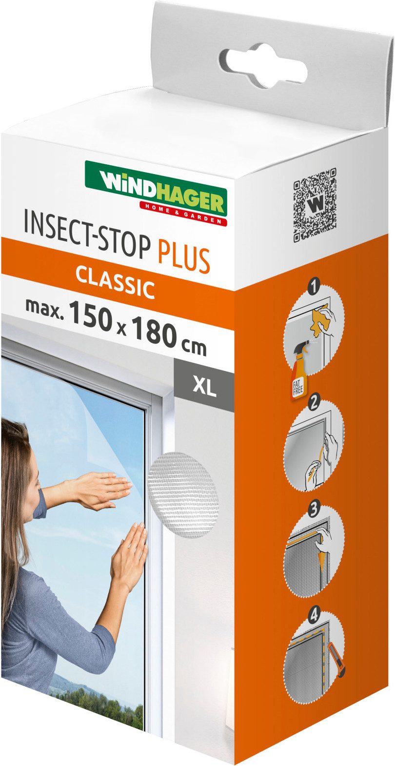Windhager Moskitonetz Plus für Fenster, Klettband Insektenschutz ohne bohren, 150 x 180 cm (1 St), Insektenschutzgitter, Moskitonetz erhältlich in anthrazit oder weiß