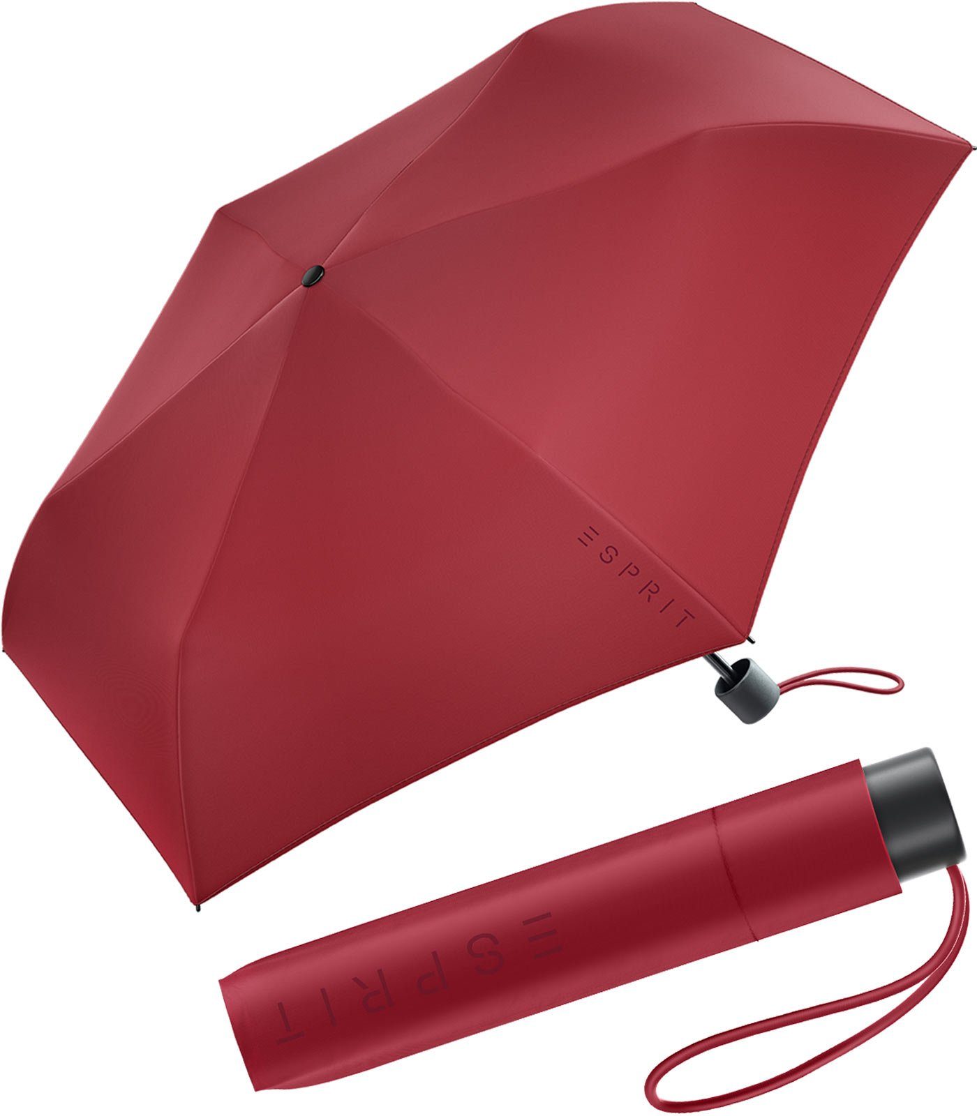 Schirm jede klein Taschenregenschirm Mini Handtasche rot Esprit perfekt leicht, Slimline für