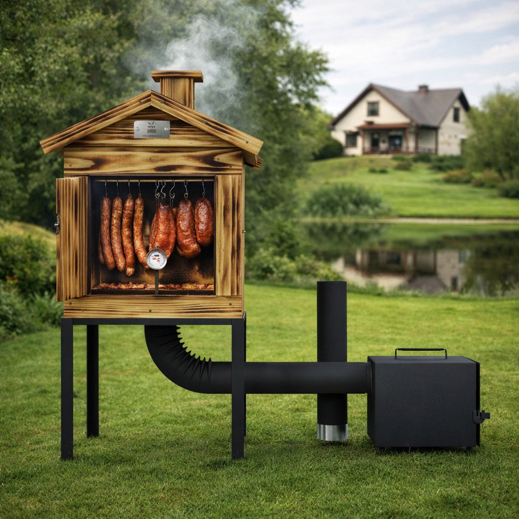 QLS Räucherofen 50x50x70 cm, Räucherkammer Holz Imprägniert Räucherschrank Garten – Bild 5 von 5