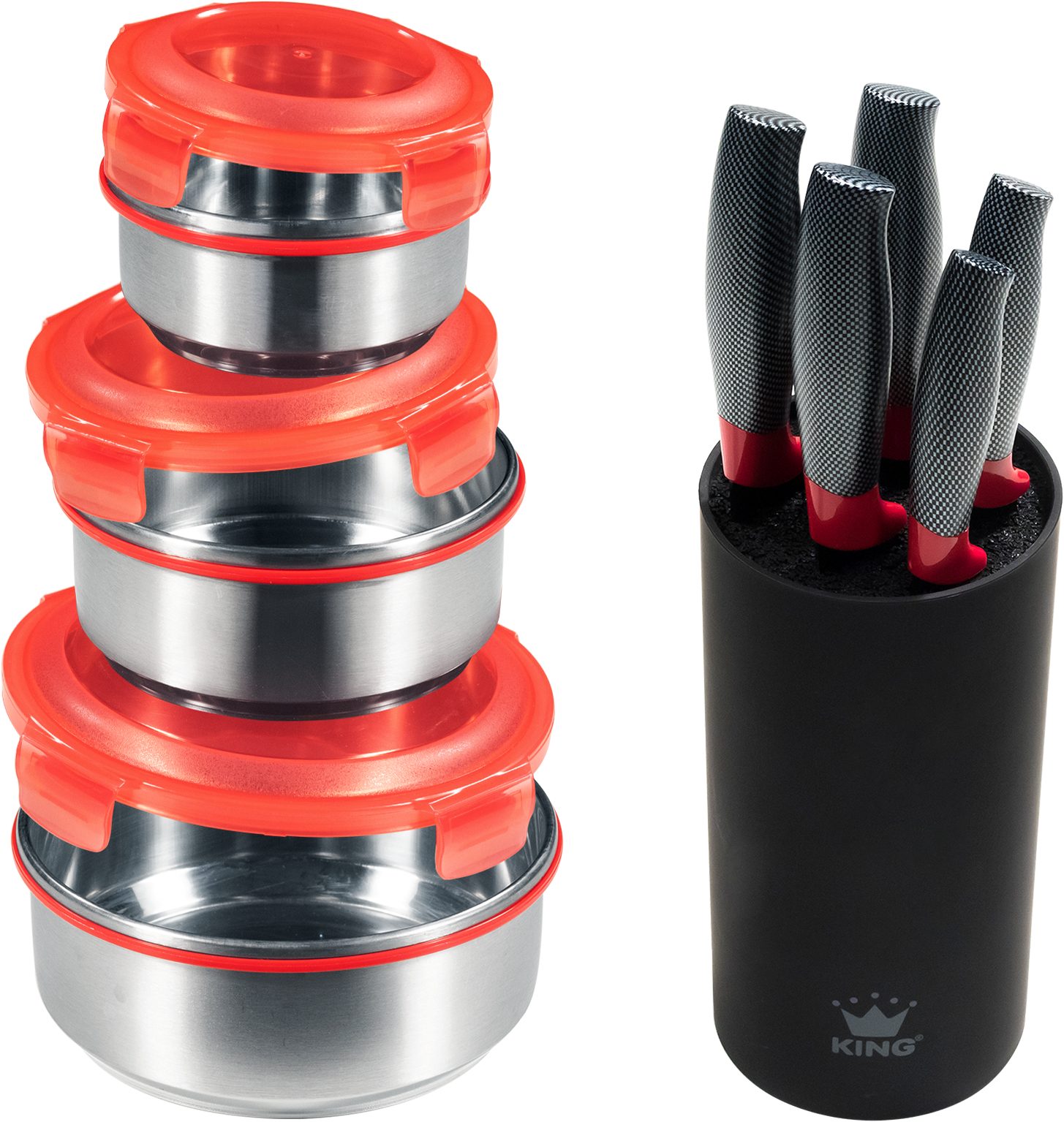 KING Messerblock Carbon Optic (9tlg), inkl. 3-teiligem Dosen-Set