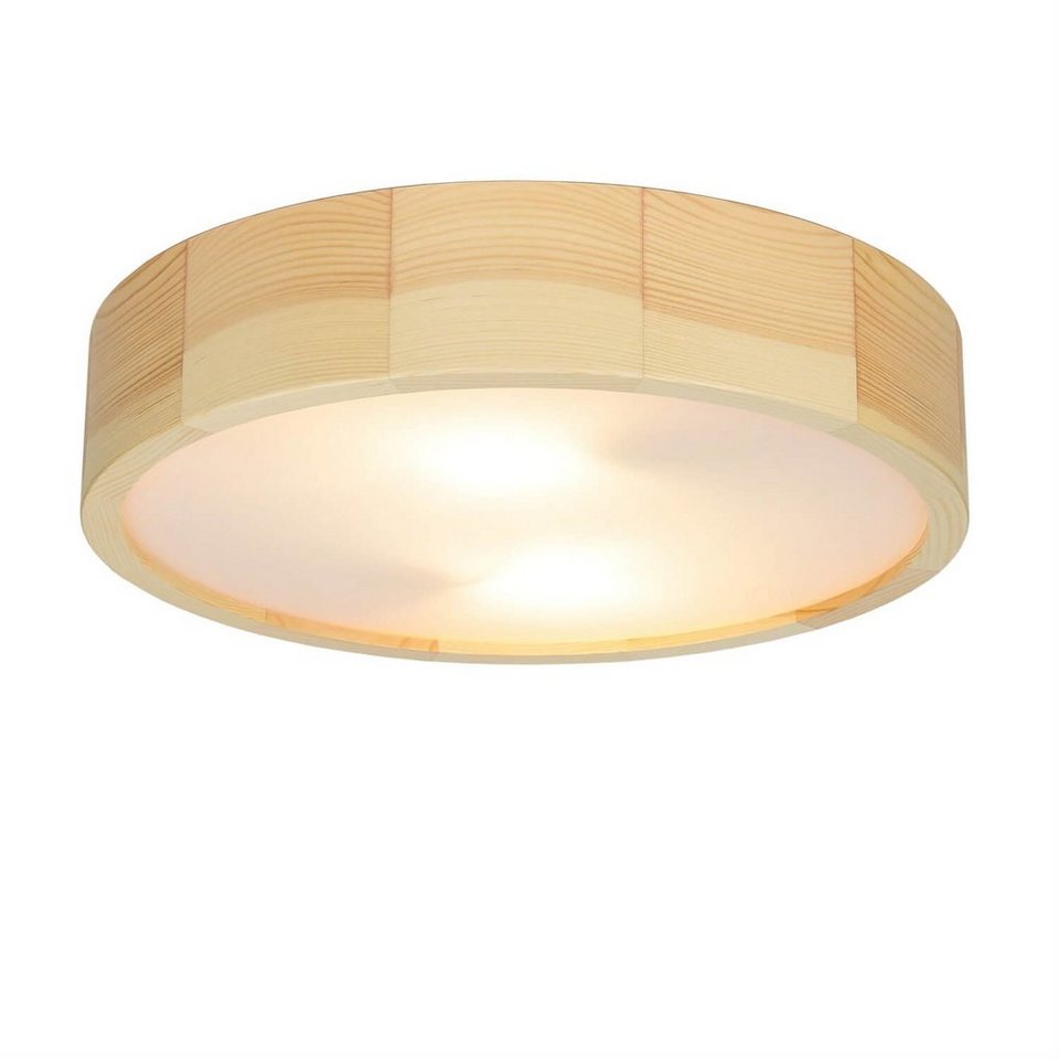 Licht-Erlebnisse Deckenleuchte ARBARO, ohne Leuchtmittel, Runde Deckenleuchte  Holz Braun Wohnzimmer Flur Esstisch Lampe