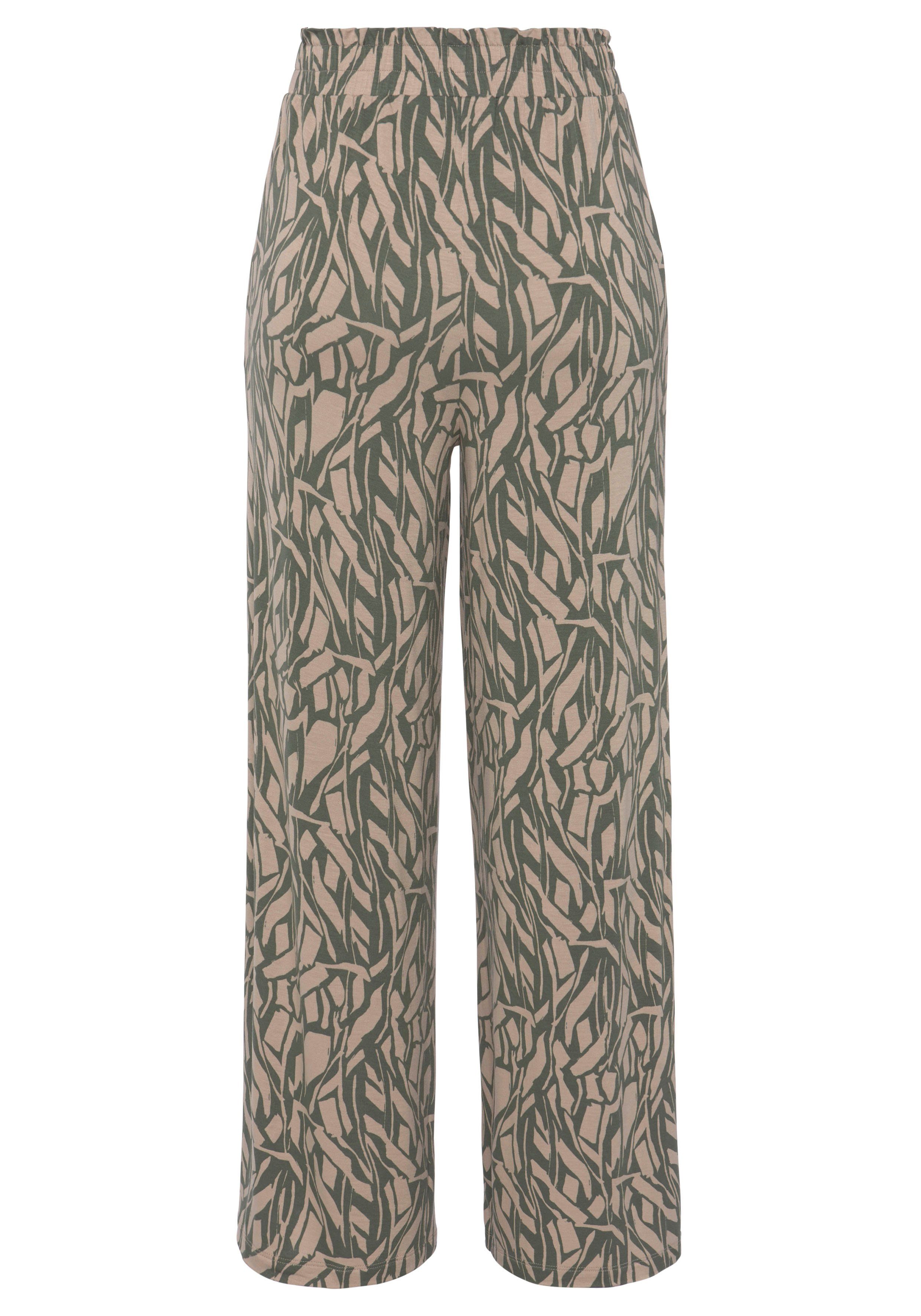 Buffalo Jerseyhose aus bequemen Viskosejersey mit Alloverdruck in Paperbag-Optik, Wide-Leg, leichte Sommerhose – Bild 4 von 5