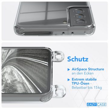 EAZY CASE Handykette Hülle mit Kette für Samsung Galaxy S21 Plus 5G 6,7 Zoll, Slimcover Handykette Hülle mit Band Handykordel Clear Case Slim Grau