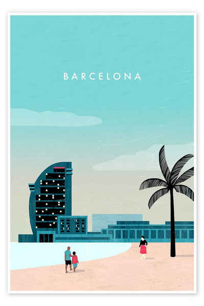 Posterlounge Poster Katinka Reinke, Barcelona Illustration, Wohnzimmer Modern Grafikdesign