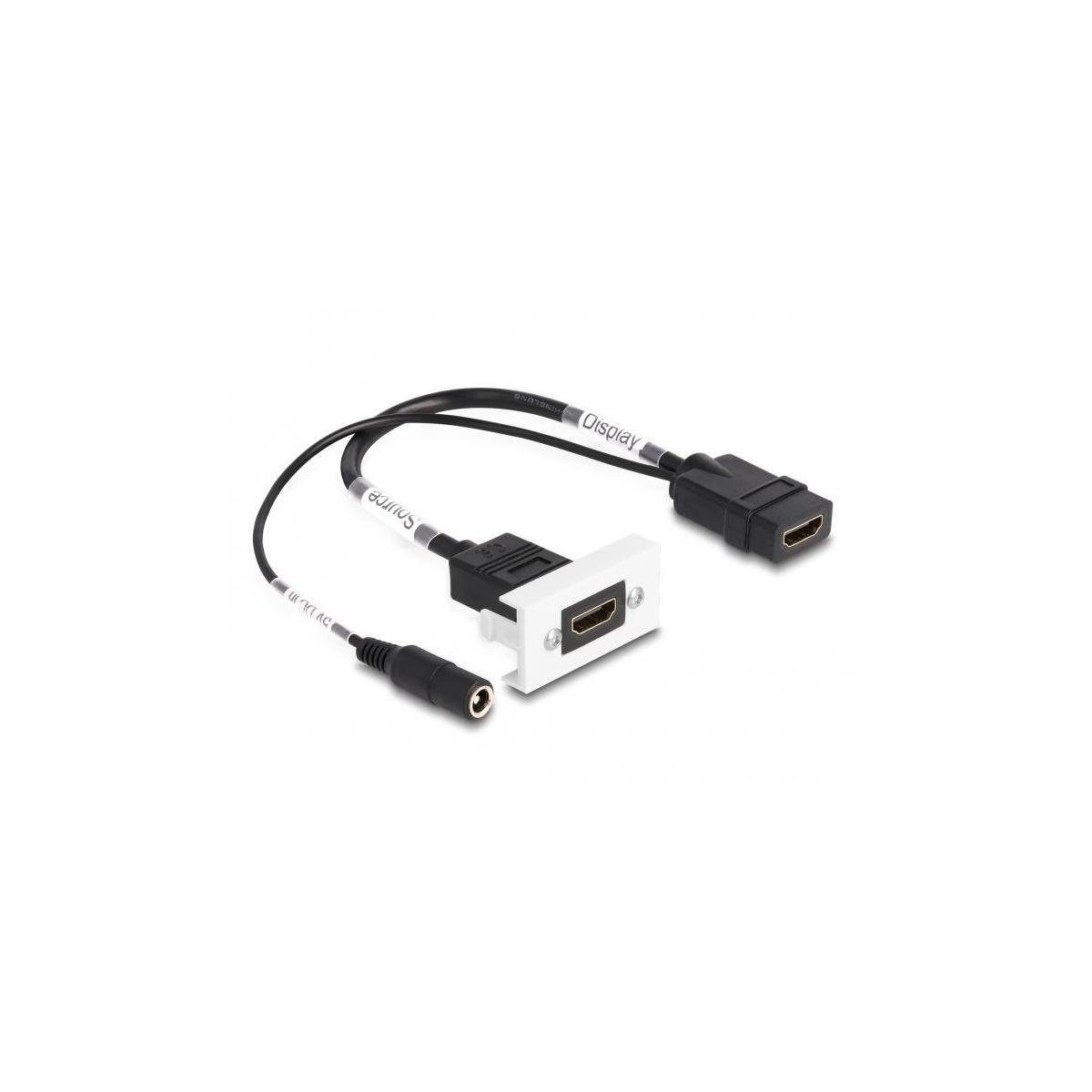 HDMI-A, 45 Modul HDMI mit (30,00 HDMI Computer-Kabel, 2,1 Delock 4K 60 cm) Einspeisung DC Easy x Hz 5,5...