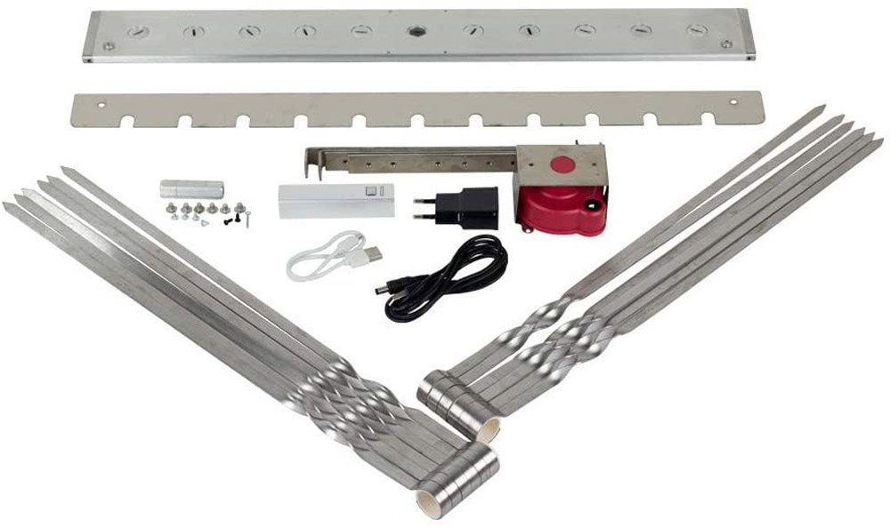 Renschler Line Grillmaster XXL Set - Draaispiesen, Motor, Powerbank, Mangal & 11 Spiesen