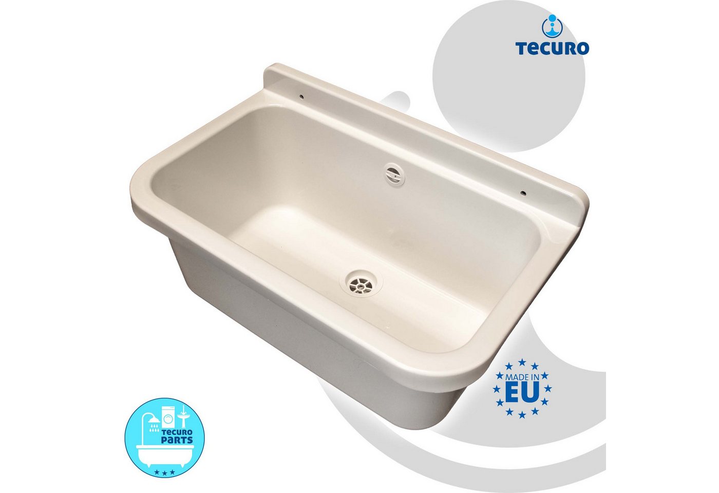 Thumbnail - tecuro Waschbecken Ausgussbecken mit Ablaufgarnitur und Siphon, 18 Liter, 550x340x210 mm