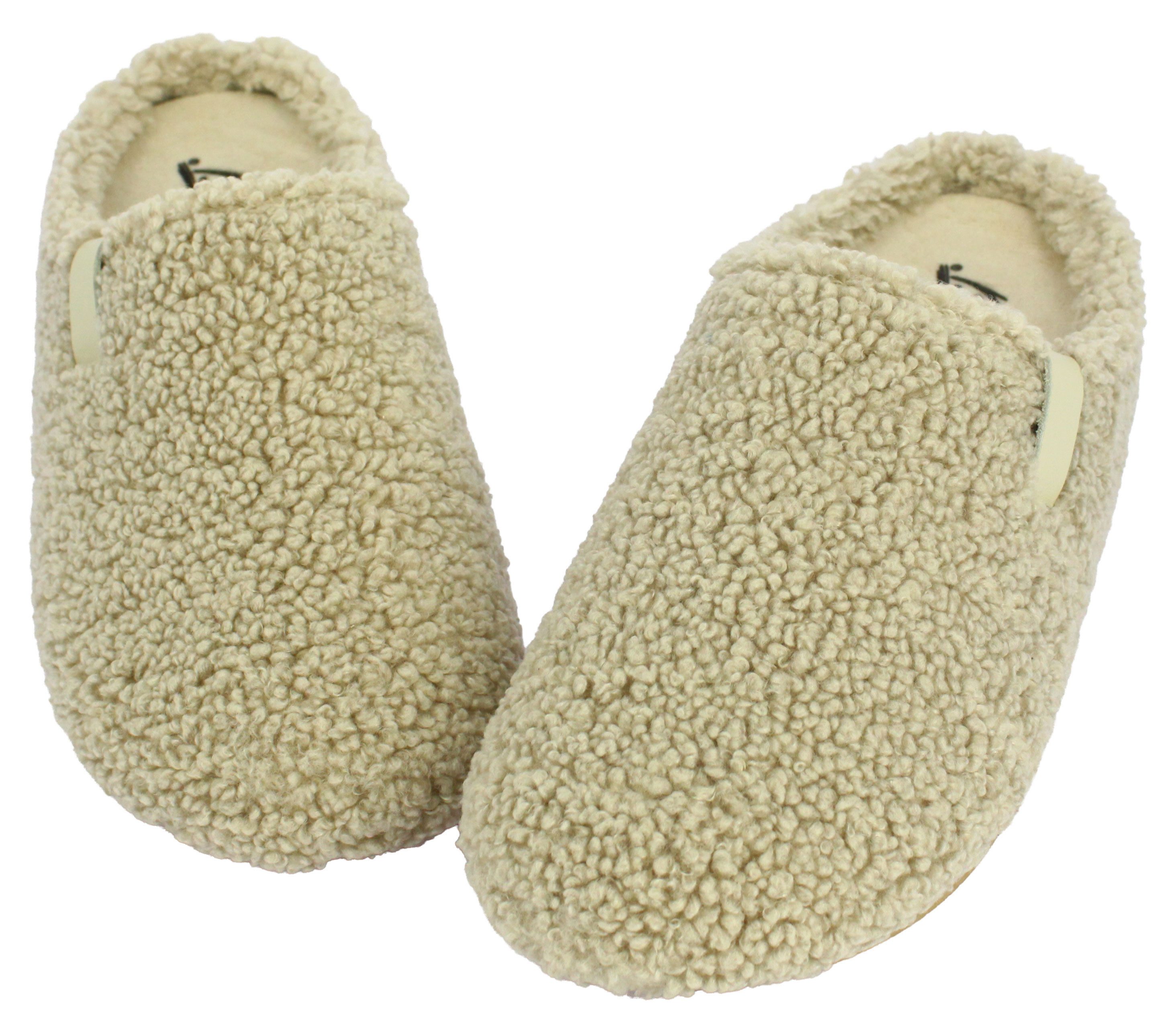 Beck Damen Pantoffel Jule im Teddy-Look Hausschuh zum Schlupfen