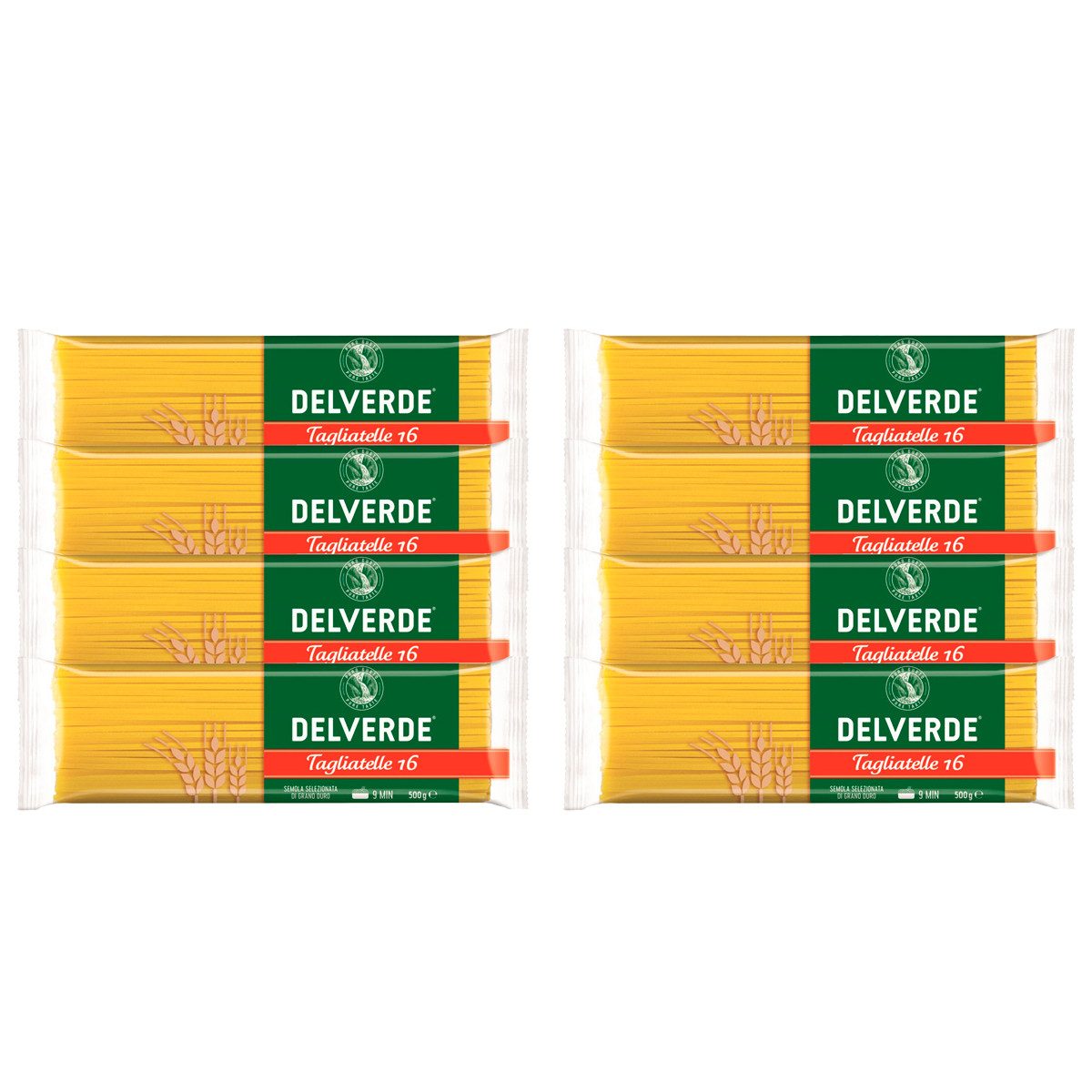 DELVERDE Nudeln, Delverde Tagliatelle Nummer 16 Nudeln aus Hartweizen 500g 8er Pack