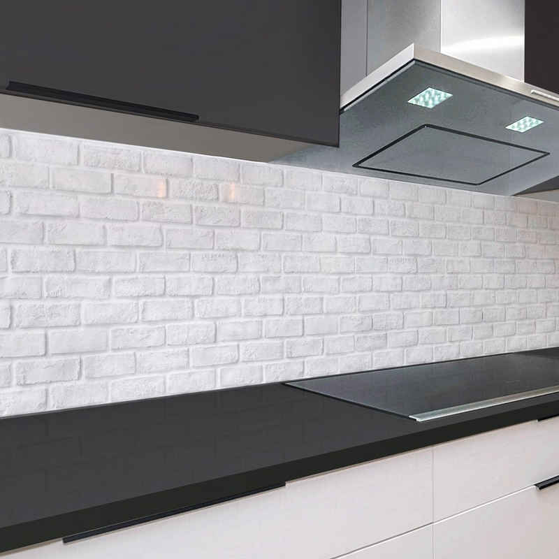 Rodnik Küchenrückwand Ziegelwand hellgrau, ABS-Kunststoff Platte Monolith in DELUXE Qualität mit Direktdruck