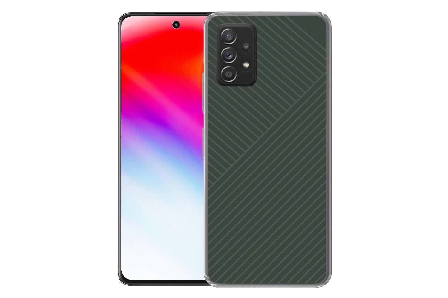 MuchoWow Handyhülle für Samsung Galaxy A53 5G Linien - Abstrakt - Grün - Minimalistisch, Phone Case, Silikon, Schutzhülle Dünn