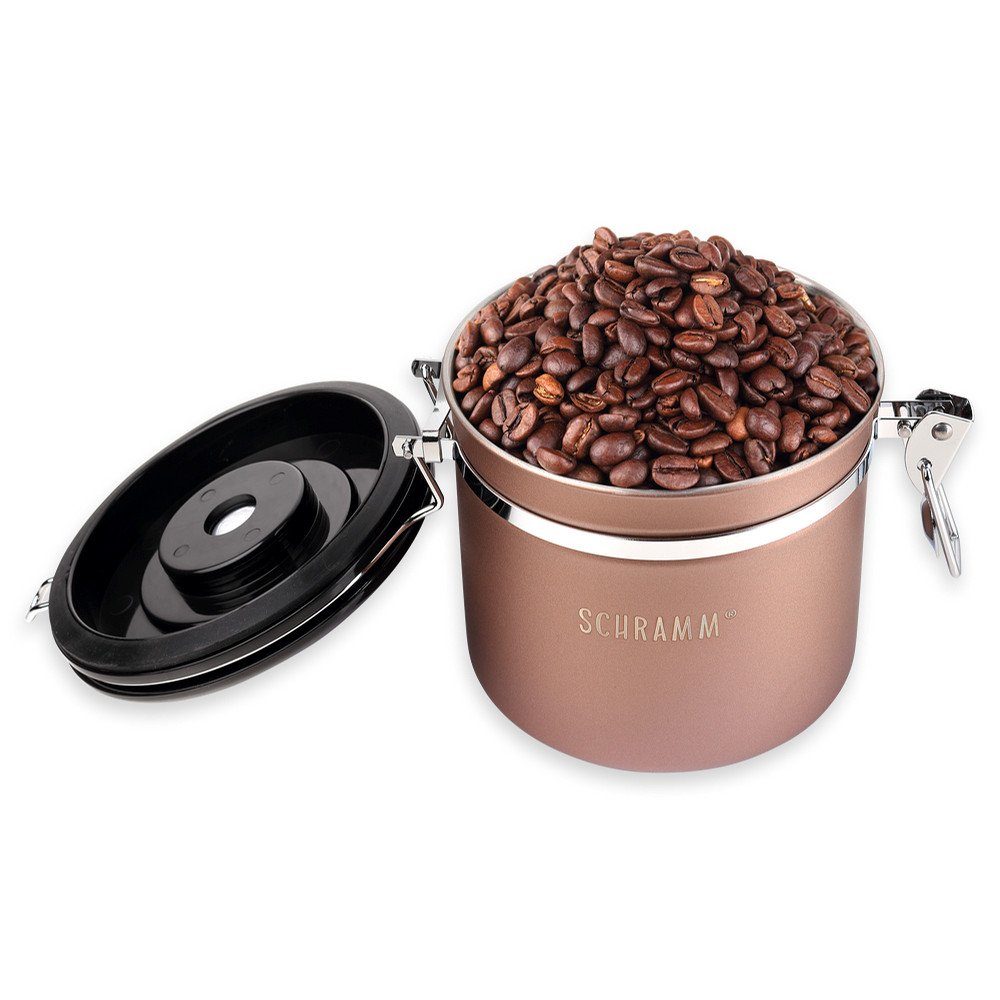 ml Edelstahl 12cm 1200 Schramm Kaffeedose Kaffeebehälter Höhe: Schramm® Dosierlöffel Kaffeedosen 10 aus bronze Kaffeedose Farben in mit
