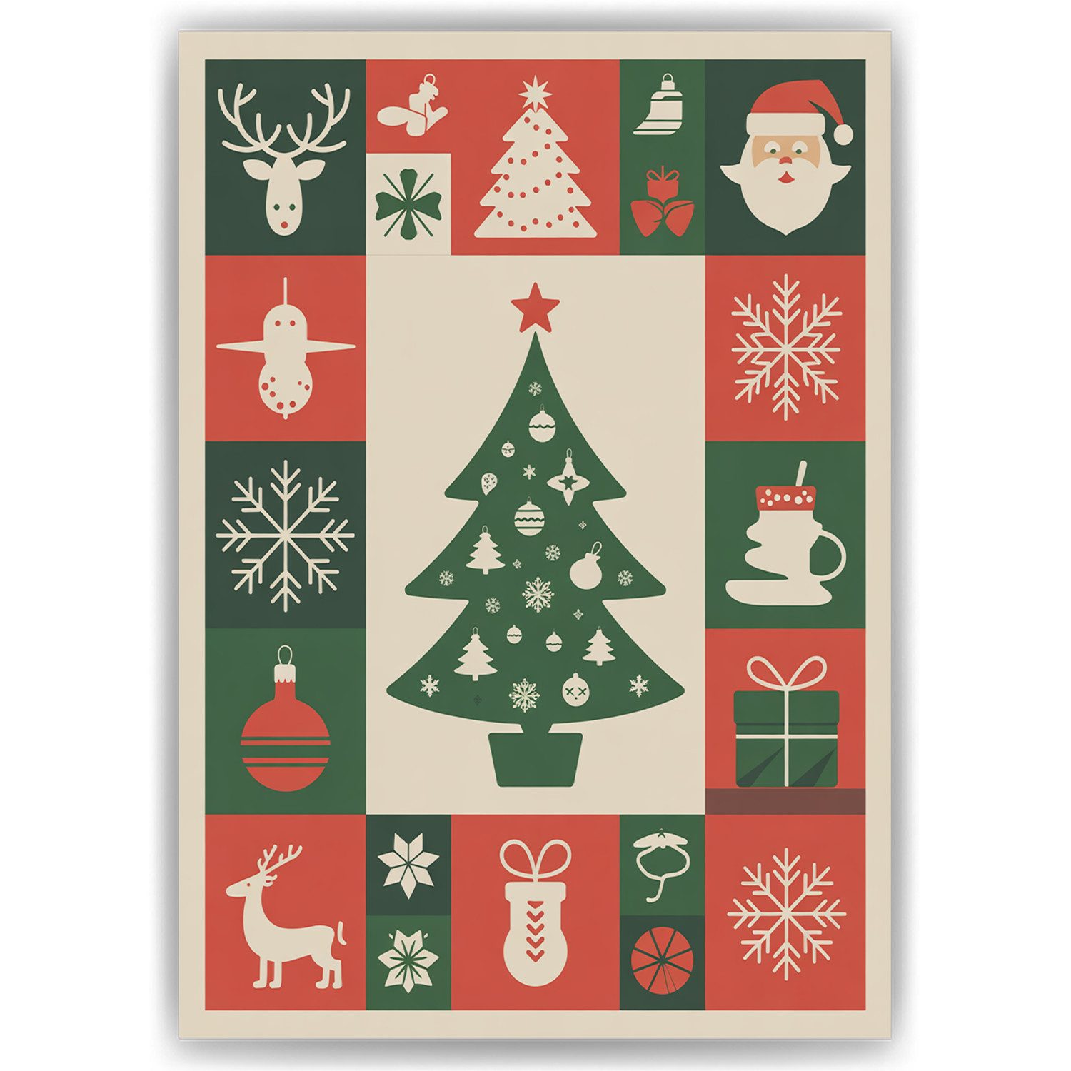 Tigerlino Poster Weihnachten Deko Weihnachtszeit Merry Christmas Weihnachtsmann, DIN A4