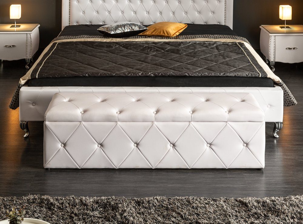 riess-ambiente Bettbank EXTRAVAGANCIA 140cm weiß (Einzelartikel, 1-St),  Schlafzimmer · Kunstleder · mit Stauraum · Truhe · Chesterfield Design