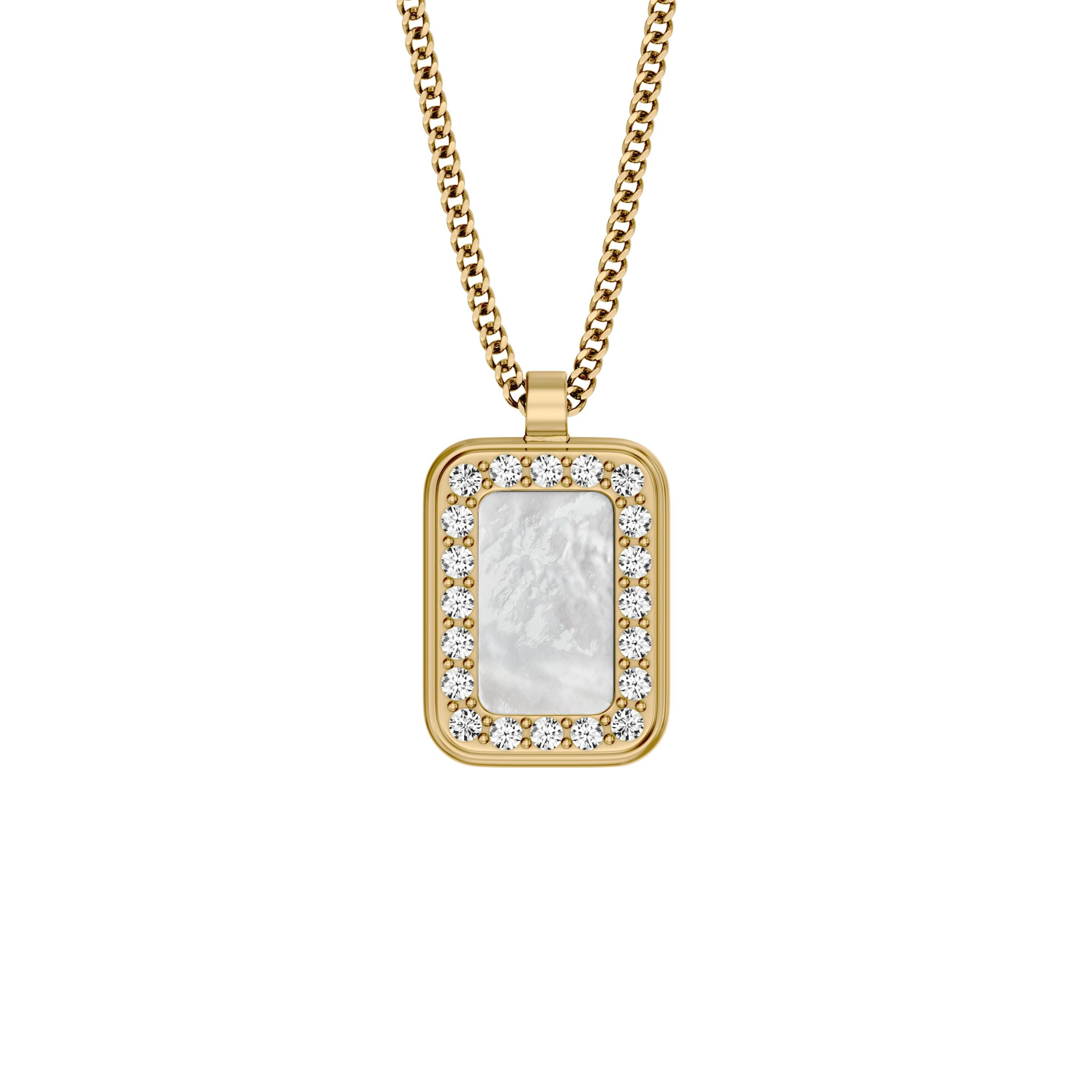 Fossil Kette mit Anhänger Raquel, mit Glasstein - mit Perlmutt