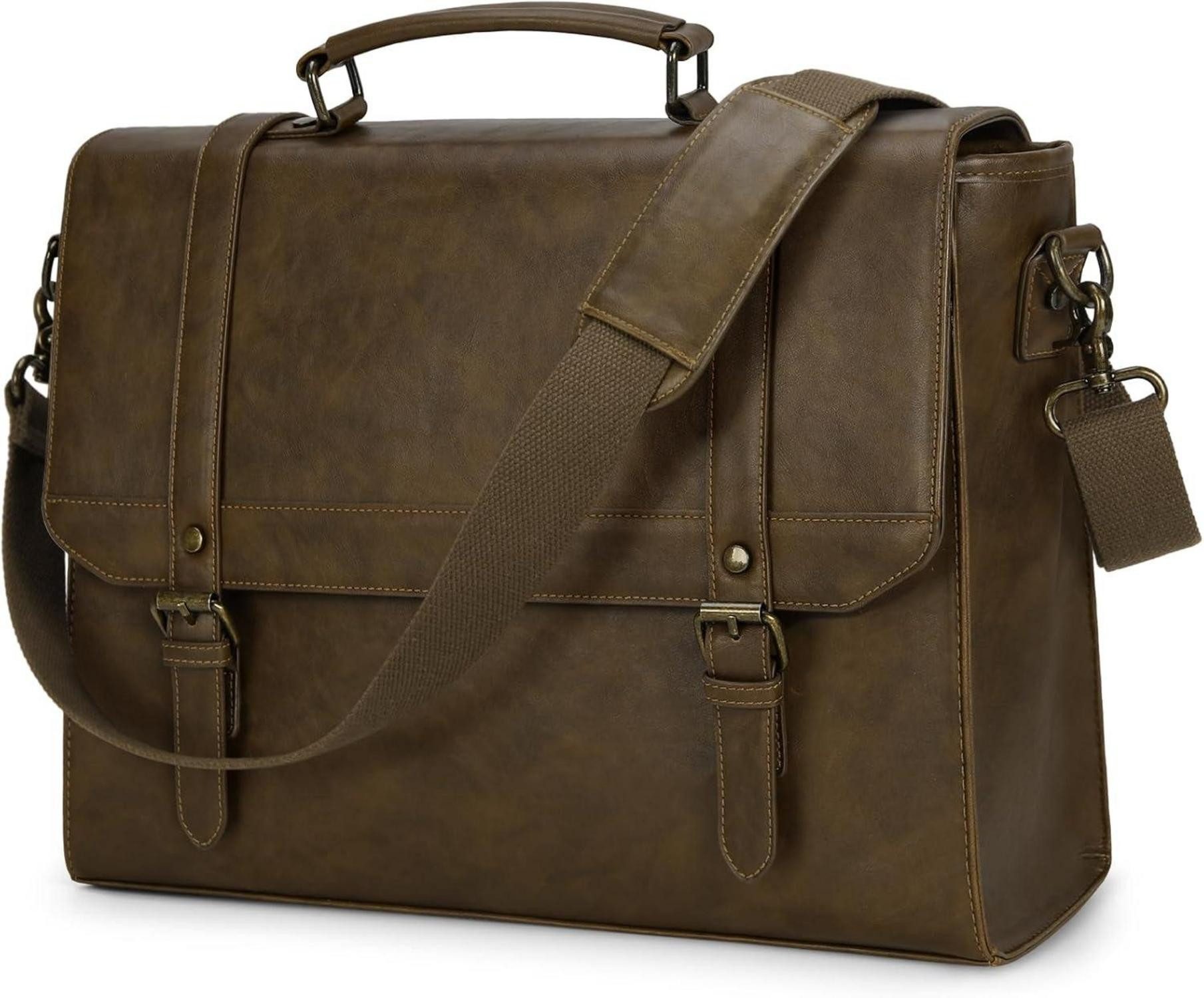 LuxusKollektion Aktentasche Aktentasche Herren 15,6 Zoll Wasserdicht Vintage Umhängetasche Khaki