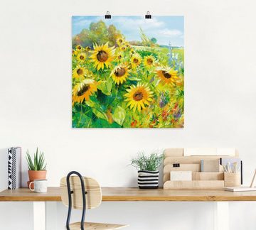 Artland Wandbild Sommerwiese mit Sonnenblumen, Blumenwiese (1 St), als Alubild, Outdoorbild, Leinwandbild, Poster, Wandaufkleber