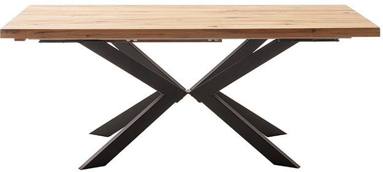 MCA furniture Esstisch BARLETTA Auszugtisch 180-280 cm (Einzelstück), massiv,durchgehende Lamelle,aufgedoppelt,Metall,Tischplatte 5,0 cm