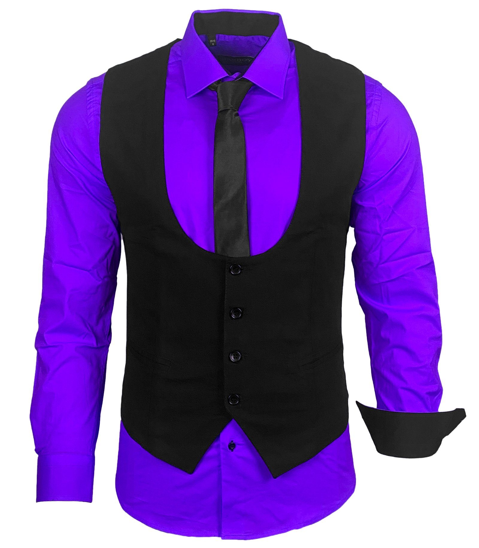 Baxboy Langarmhemd Baxboy Hemd/Weste/Krawatte Set Business Herrenanzug-Set HWKR B-101 – Bild 2 von 4