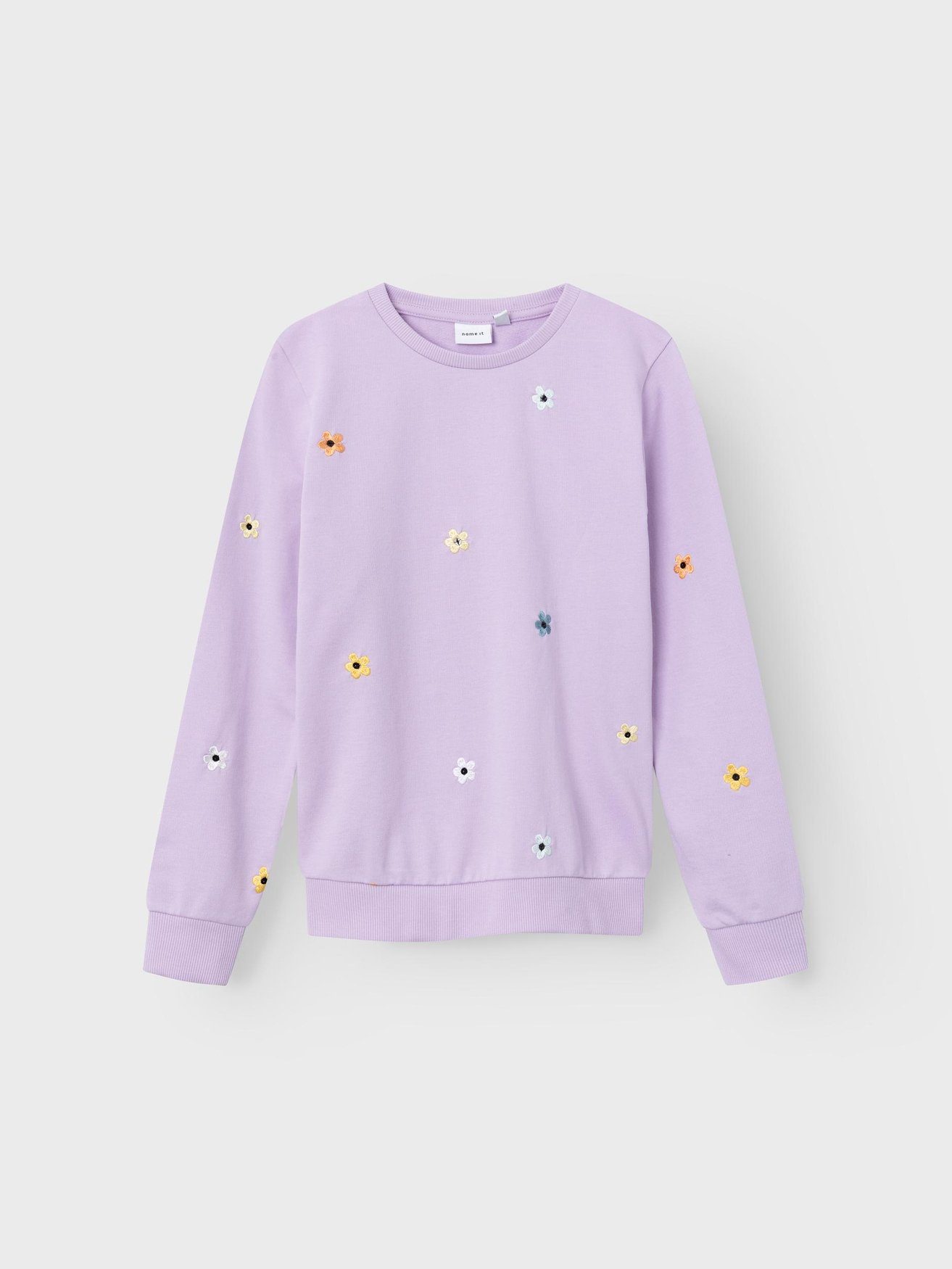 Blumen 5725 in mit Name Stickerei Lila Sweatshirt It Rundhalspullover NKFJOLANDA